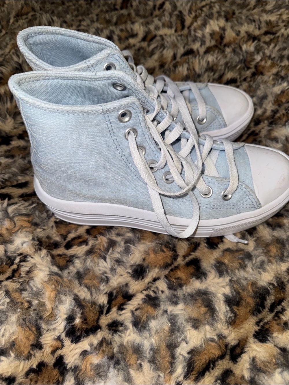 Converse Kids High-Top Canvas Sneakers - Light Blue and White